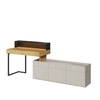 Biurko z nadstawką i szafką Teen Flex 239 cm hikora naturalna / silk flou / raw steel funkcjonalne biurko możliwość narożnego montażu