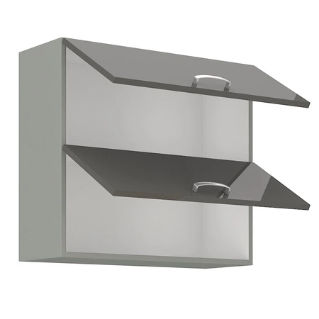 Zestaw mebli kuchennych narożny Grey 260x270 cm fronty w połysku styl szafek dopasuje się do wnętrza każdej kuchni