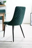 Krzesło tapicerowane Piano B zielone nowoczesne oraz funkcjonalne krzesło do jadalni z metalowymi nogami