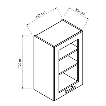 Szafka kuchenna wisząca Zova WS45 biały / jasny szary szafka do kuchni z przeszkleniem odporna na uszkodzenia frezowany uchwyt