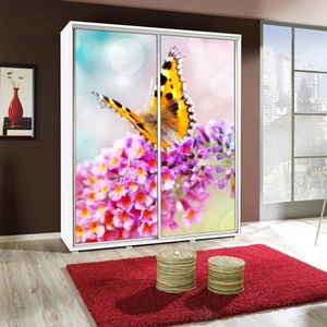 Szafa przesuwna Artistino 155 cm z grafiką motyl korpus szafy w kolorze białym wykonany z płyty o grubości 22mm