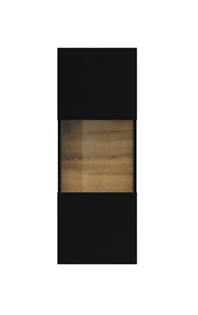Szafka wisząca Ava 36 cm czarny / dąb wotan elegancka witryna do salonu idealna do każdego wnętrza elementy z bezpiecznego szkła hartowanego