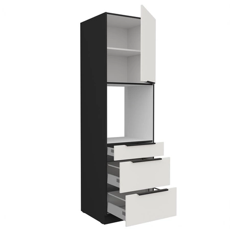 Słupek kuchenny Corato Bl 60 DPS-210 3S 1F szafka z szufladami do zabudowy piekarnika fronty wykonane w technologii anti fingerprint