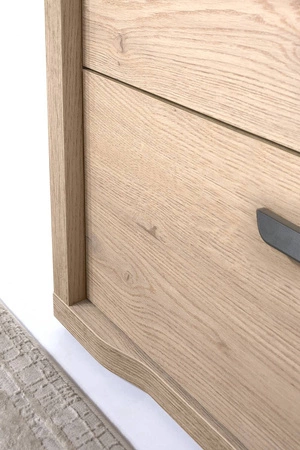 Szafka RTV Grand 190 cm dąb cremona elegancka i funkcjonalna szafka z szufladą z zaoblonymi detalami subtelne metalowe uchwyty