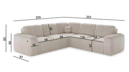 Narożnik z funkcją spania Arbon III grafitowy lewostronny wyjątkowo stylowy narożnik z pojemnikiem na pościel unikalny obły kształt