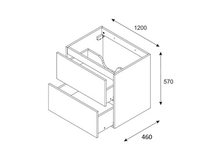 Szafka pod umywalkę Ocean 120 cm dąb olejowany / beżowy funkcjonalna szafka z frezowanymi uchwytami stylowe ryflowania w kształcie fal