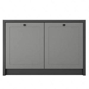 Wyspa kuchenna Adele 127 cm szary grafit / szary funkcjonalny mebel kuchenny z szafkami odporny na działanie wilgoci metalowe uchwyty