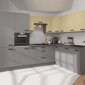 Zestaw mebli kuchennych narożny Chevron / Verdi 300x200 cm meble do kuchni z dekoracyjnym wzorem jodełki odporne na uszkodzenia