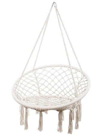 Fotel wiszący Nido ecru wykonany z plecionej liny fotel wiszący bocianie gniazdo idealnie dopasuje się do aranżacji w stylu boho