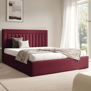 Łóżko tapicerowane Togo 180x200 bordowe eleganckie i funkcjonalne łóżko do sypialni gustowne pionowe przeszycia na wezgłowiu