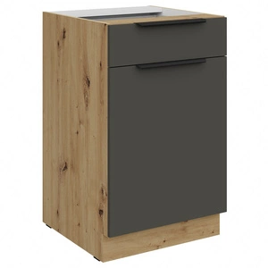 Szafka kuchenna stojąca z szufladą i półką Aversa Ar 50 D 1F 1S BB fronty szafki kuchennej wykończone w technologii anti fingerprint