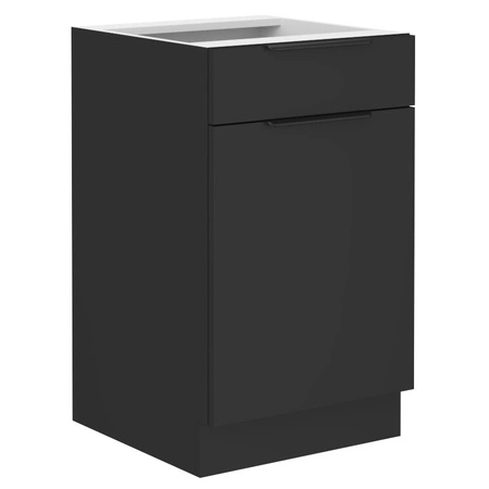 Szafka kuchenna stojąca z szufladą i półką Black 50 D 1F 1S BB metalowe uchwyty krawędziowe szafka odporna na działanie wilgoci i uszkodzenia