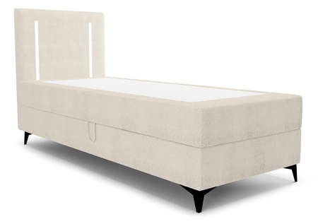 Łóżko kontynentalne Norco 90x200 beżowe stylowe łóżko z pojemnikiem na pościel oświetlenie umieszczone w zagłówku nadaje wyjątkowości