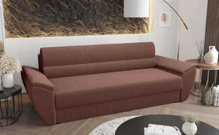 Kanapa rozkładana Fogu Bis indyjski róż stylowa sofa z komfortowymi podłokietnikami sztruksowa tkanina obiciowa pojemnik na pościel