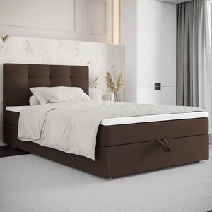 Łóżko kontynentalne Flint 90x200 brązowe w nowoczesnym skandynawskim stylu z tapicerowanym zagłówkiem łóżko z pojemnikiem