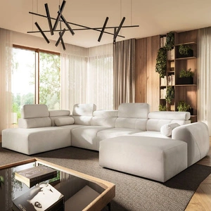 Narożnik z funkcją spania Cantare VI kremowy prawostronny wygodny narożnik o niebanalnym designie doskonale odnajdzie się w salonie