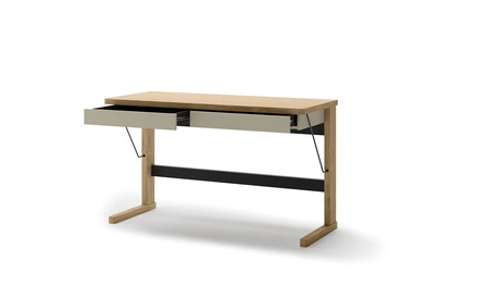 Zestaw mebli biurowych Ollie dąb olejowany / beżowy / czarny designerskie meble w minimalistycznym stylu idealne do każdego wnętrza