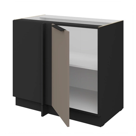 Szafka kuchenna narożna dostawiana Fiuggi Bl 105 ND 1F BB lewa fronty szafki kuchennej wykończone w technologii anti fingerprint