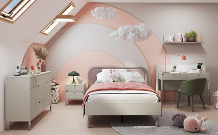 Komoda z szufladami Harmony 130 cm beżowy / truflowy niezwykle modna komoda z frezowanymi krawędziami wybranych frontów