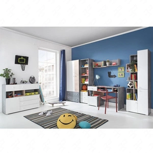 Zestaw mebli Epsilon beton / biały / dąb idealna propozycja do pokoju młodzieżowego lub dziecięcego w modnym stylu