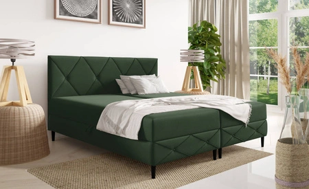 Łóżko kontynentalne Noren 180x200 zielone nowoczesna forma łóżka do sypialni pojemniki na pościel klasyczne pikowanie na wezgłowiu