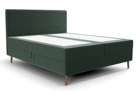 Łóżko kontynentalne Totti 180x200 zielone stylowe łóżko z pojemnikiem na pościel trójwymiarowa tkanina o wyrazistych prążkach