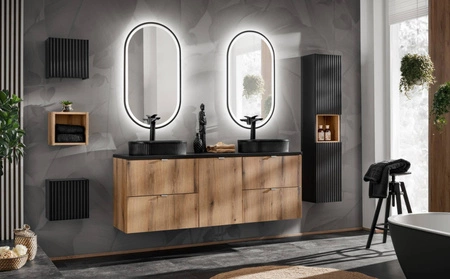 Szafka pod umywalkę Nova 80 cm dąb coast evoke funkcjonalna szafka w stylu minimalistycznym uchwyty krawędziowe pojemne szuflady