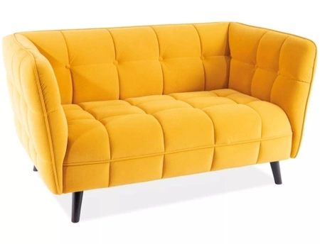 Sofa Castello II żółta prosta i stylowa sofa wpisująca się w każdą aranżację sofa z drewnianymi nogami