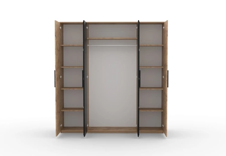 Szafa z lustrem Malen 205 cm dąb artisan oryginalny design minimalistyczne uchwyty idealna szafa do sypialni lub do przedpokoju