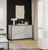 Komoda z szufladami Gris 136 cm szary / czarny funkcjonalna i pojemna komoda z klimatycznym oświetleniem LED idealna do sypialni