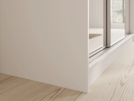 Szafa przesuwna z lustrem Tola 200 cm biała połączenie nowoczesnego designu z praktycznością szafa z wewnętrznymi szufladami
