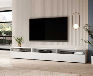 Szafka RTV Baros 270 cm biały połysk z możliwością powieszenia szafka idealnie wkomponuje się do każdego wnętrza