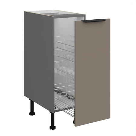 Zestaw mebli kuchennych Fiuggi Ant 300 cm stylowe szafki kuchenne z frontami wykonanymi w technologii anti fingerprint metalowe uchwyty