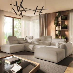 Narożnik z funkcją spania Cantare VI beżowy prawostronny wygodny narożnik o niebanalnym designie doskonale odnajdzie się w salonie