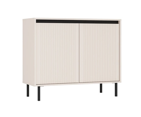 Komoda Osaka 100 cm beżowa / czarny minimalistyczny design doskonała propozycja komody do salonu i sypialni gustowny ryflowany front