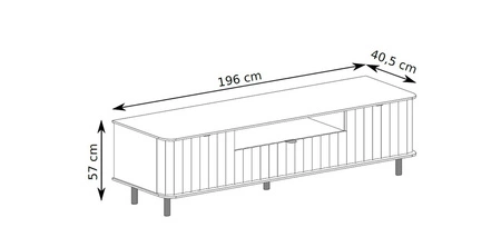 Szafka RTV Novado 196 cm biel alpejska współczesny design zaokrąglone krawędzie i dekoracyjny frezowany front w pionowe fale