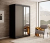 Szafa przesuwna z lustrem Delia 120 cm czarna stylowa szafa z ozdobnymi lamelami w kolorze drewna wpasuje się do każdej aranżacji
