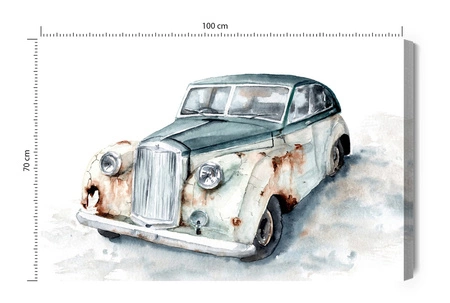 Obraz na płótnie akwarelowy samochód 100x70 cm ponadczasowa ozdoba wnętrza obraz w wyrazistej kolorystyce wysoka jakość wykonania