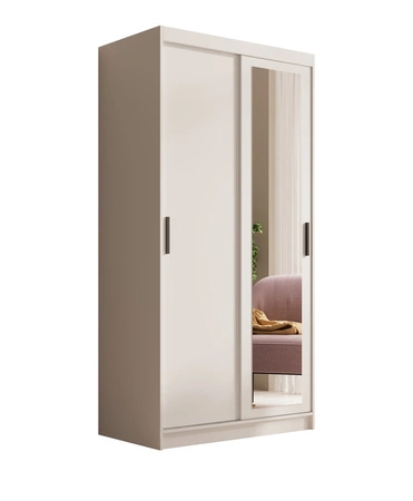 Szafa przesuwna z lustrem Hailey 100 cm biała prosta forma i minimalistyczny wygląd szafa idealnie wpasuje się do każdego wnętrza