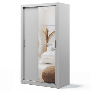 Szafa przesuwna z lustrem Arti 120 cm szara funkcjonalna szafa do sypialni lub pokoju młodzieżowego drzwi szafy wykończone lustrami