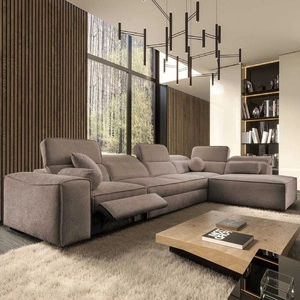 Narożnik z funkcją spania Viano XI Lux jasny brąz prawostronny designerski narożnik z wysuwanym podnóżkiem i pojemnikiem na pościel