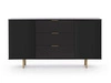 Komoda z szufladami Sula 150 cm czarna elegancka i funkcjonalna komoda z ozdobnymi ryflowanymi frontami i metalowymi uchwytami