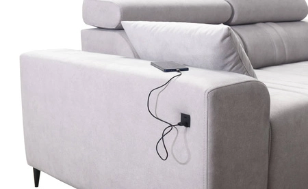 Narożnik z funkcją spania Castel XI różowy prawostronny komfortowy narożnik z pojemnikiem na pościel wytrzymała tkanina