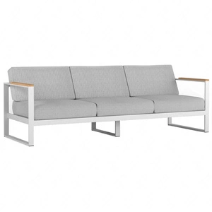 Sofa ogrodowa Casablanca biały / czarny uniwersalna i funkcjonalna sofa doskonała na przestronny taras drewniane podłokietniki