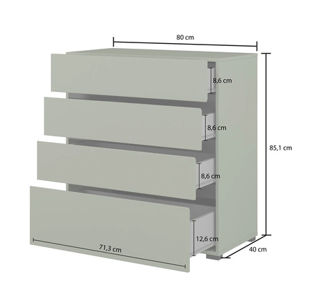 Zestaw mebli do sypialni Cross zielony eleganckie i uniwersalne meble do sypialni geometryczny kształt pojemne szuflady