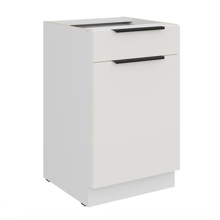 Szafka kuchenna stojąca z szufladą i półką Corato Wh 50 D 1F 1S BB fronty szafki kuchennej wykończone w technologii anti fingerprint