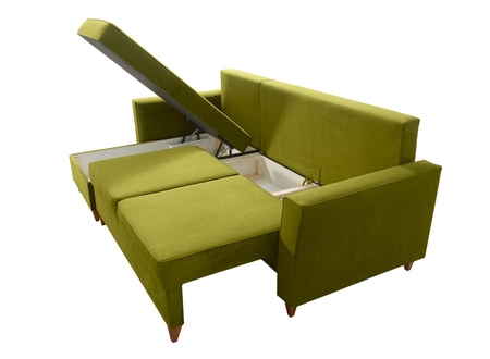 Narożnik z funkcją spania Topeka brązowy lewostronny stylowy i nowoczesny design wpisujący się w każdą aranżację