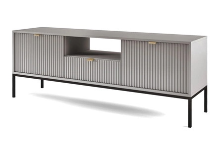 Szafka RTV Lovro 154 cm szara nowoczesny design zachwyci miłośników wyrazistych wnętrz