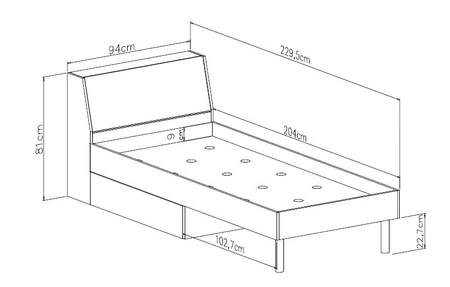 Łóżko z szufladą Beja 90x200 cm biały / dąb artisan / szary idealne do pokoju dziecka oraz pokoju młodzieżowego schowek w zagłówku