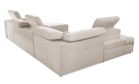 Narożnik z funkcją spania Cetara VI szary brąz prawostronny komfortowy i stylowy narożnik rozkładany z przesuwanymi oparciami